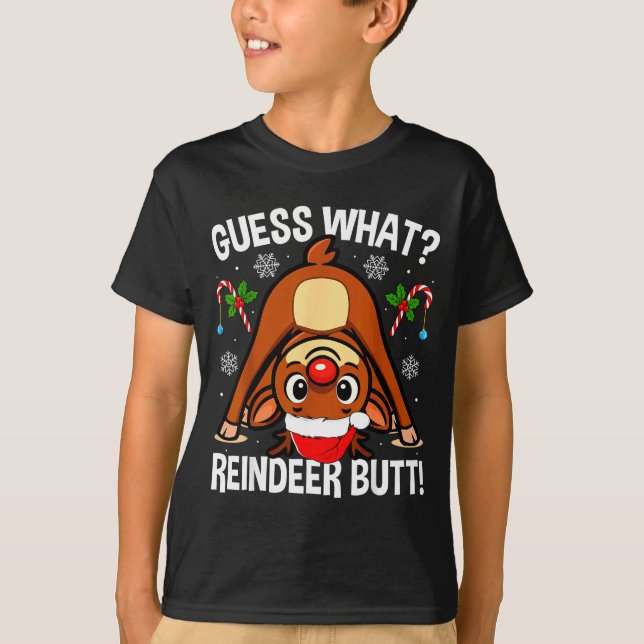 Camiseta Guess What Reindeer Butt Xmas Santa Funny Christma (Frente)