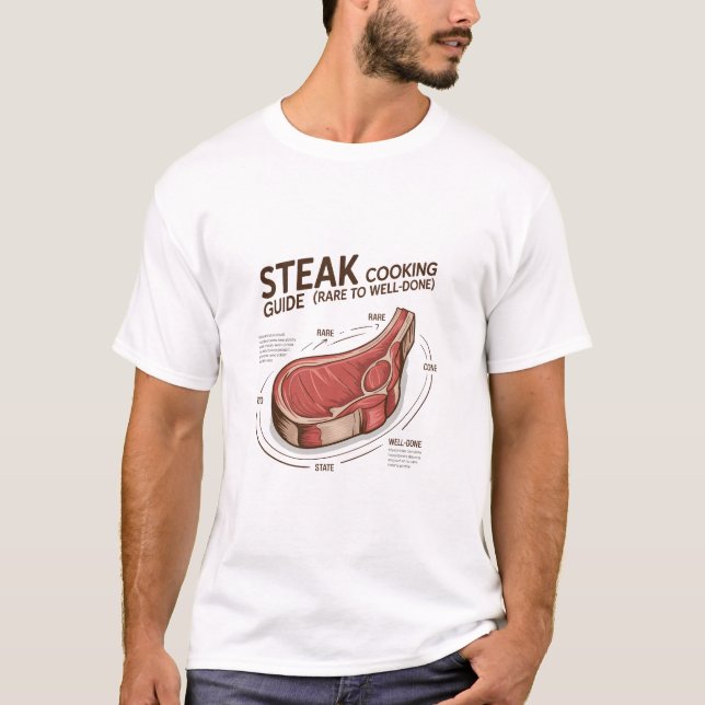 Camiseta Guia de Cozimento de Bife (Mal Passado a Bem Passa (Frente)