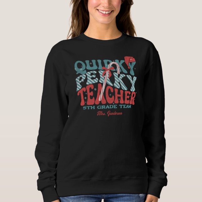 Camiseta Guia de Natal do Professor Quirky Perky (Frente)