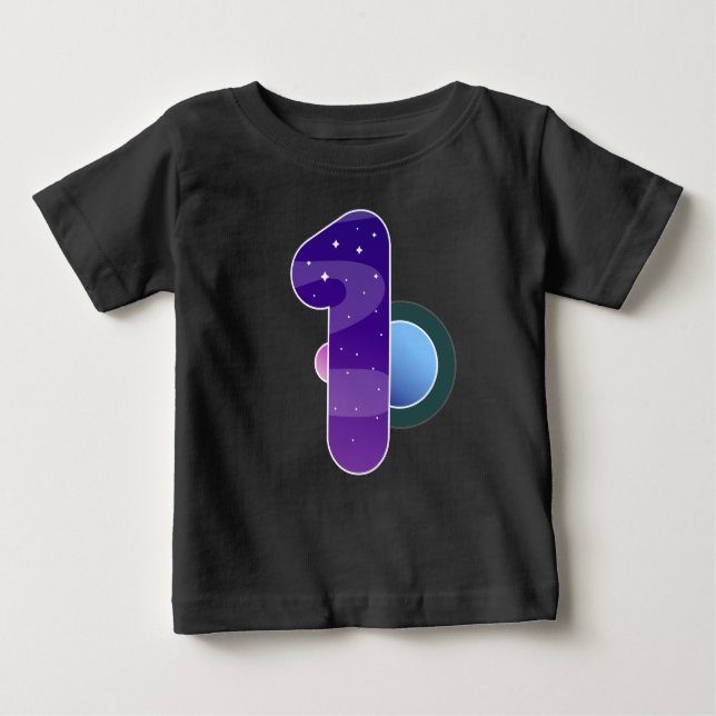 Camiseta Guia de Planetas do Espaço Exterior 1 Ano de Idade (Frente)