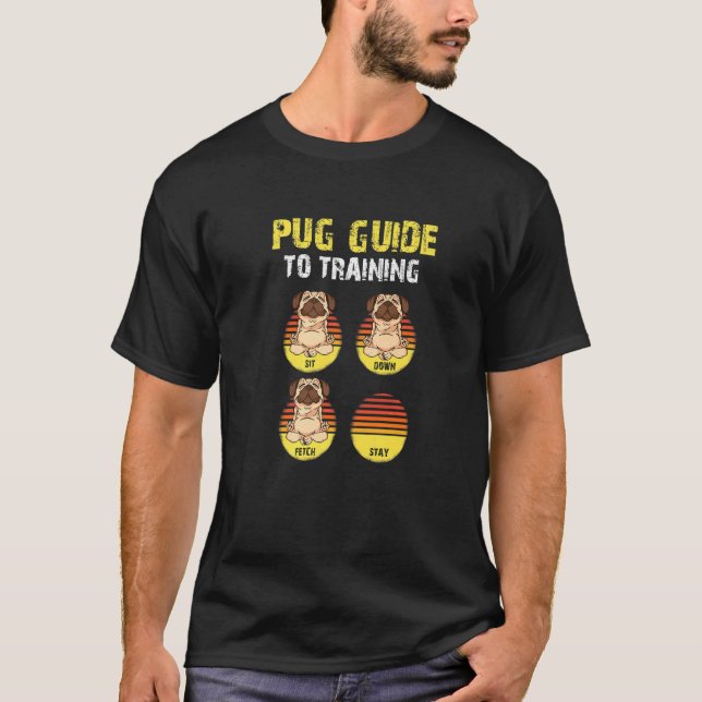 Camiseta Guia de Treinamento do Pug Sunset Dog (Frente)