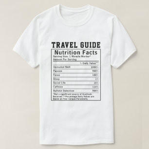 Camiseta Guia de Viagem Divertido Fatos Nutricionais Presen
