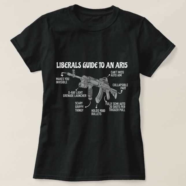 Camiseta Guia Liberal Para Um Ar15 Anti Liberal Pro Gun Ar1 (Frente do Design)