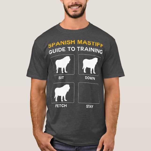 Camiseta Guia Mastiff Espanhol Para Treinar Obediência Aos  (Frente)