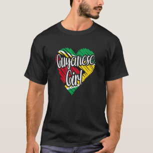 Camiseta Guiana Para Garota Guianense Sinalizador De Coraçã