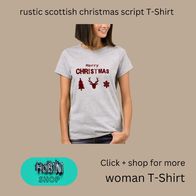 Camiseta guião de natal escocês russa (rustic scottish christmas script T-Shirt)
