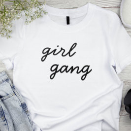 Camiseta guião feminina moderna e fofa de gangue