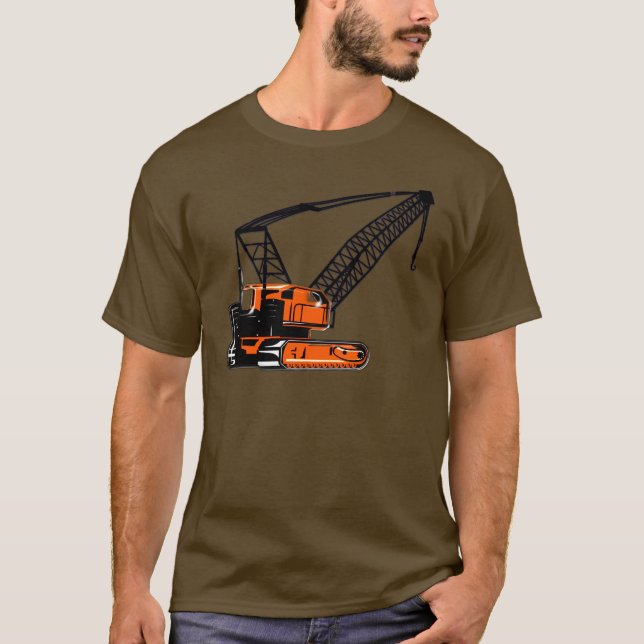 Camiseta Guindaste de construção alaranjado (Frente)