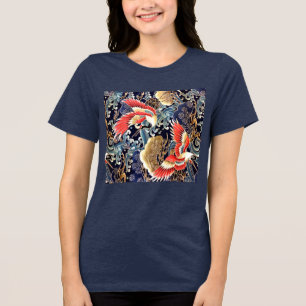 Camiseta GUINDASTES Voadores, Ondas, Flores da Primavera Fl