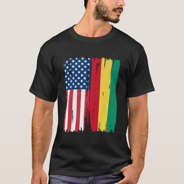 Camiseta Guiné-Bissau Half American Flag Roots (Frente)