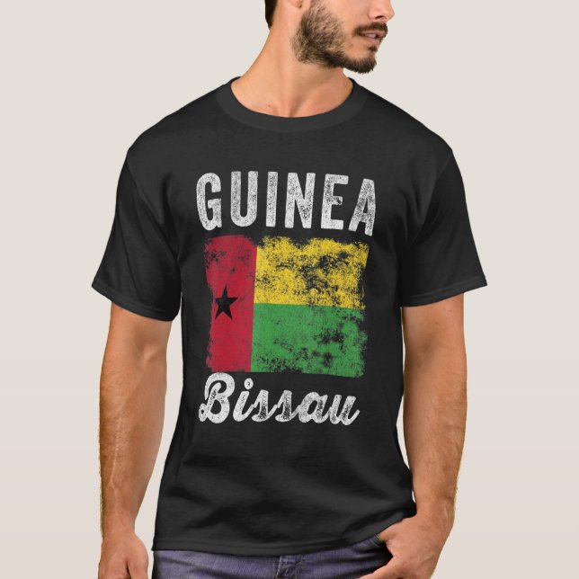 Camiseta Guiné Bissau Pavilhão Vintage Homens Mulheres Biss (Frente)