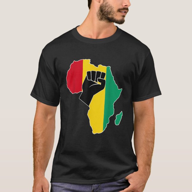 Camiseta Guiné-Conacri Sinalizador África Mapa Cores de Mas (Frente)