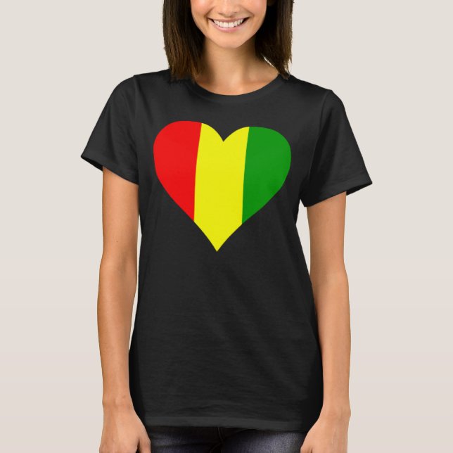 Camiseta Guiné Flag Heart Guiné Love Guiné (Frente)