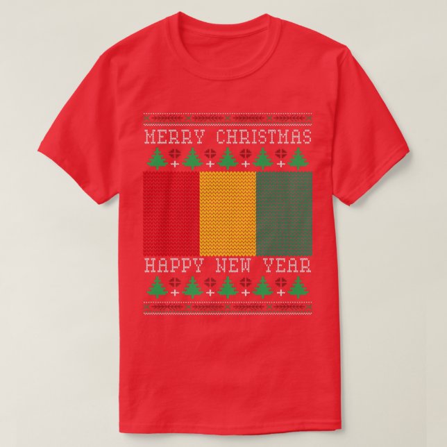 Camiseta Guiné Flag Ugly Christmas (Frente do Design)