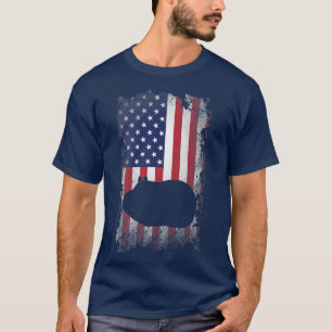 Camiseta Guiné Patriótica Porco Bandeira Americana Legal Gu