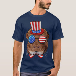 Camiseta Guiné Pig 4º de julho Guiné Americana Pig USA Unc