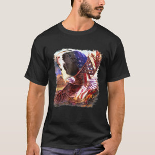 Camiseta Guiné Pig American Flag 4 de julho Eag Independênc