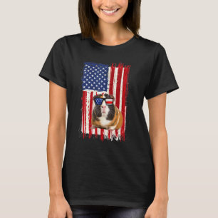 Camiseta Guiné Pig American Flag Patriótico Pet 4º Jul