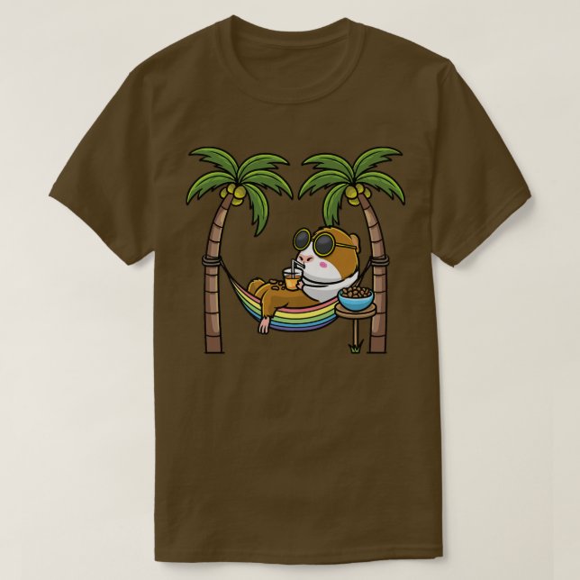 Camiseta Guiné Pig Cavy Rodent Em Férias De Hammock (Frente do Design)