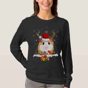 Camiseta Guiné Pig Christmas Reindet Lights