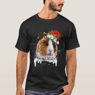 Camiseta Guiné Pig Christmas Reindet Lights