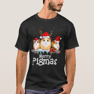 Camiseta Guiné Pig Natal Luz Santa Hat Xmas
