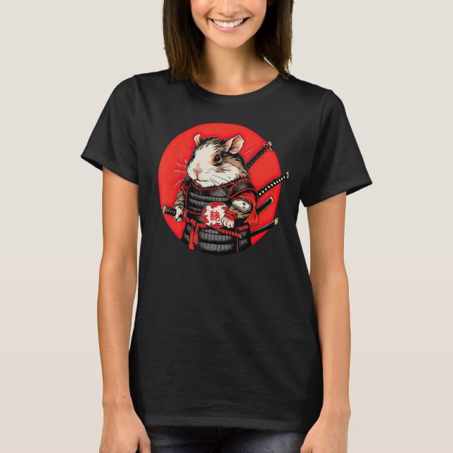 Camiseta Guiné Pig Samurai Funny Pet Warrior (Frente)