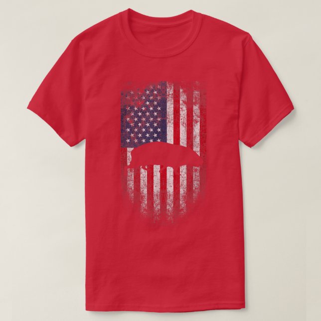 Camiseta Guiné Pig USA American Flag 4 de julho (Frente do Design)