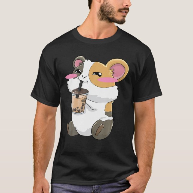 Camiseta Guiné Pigs Boba Bubble Tea Anime Kawaii Cute Gift (Frente)