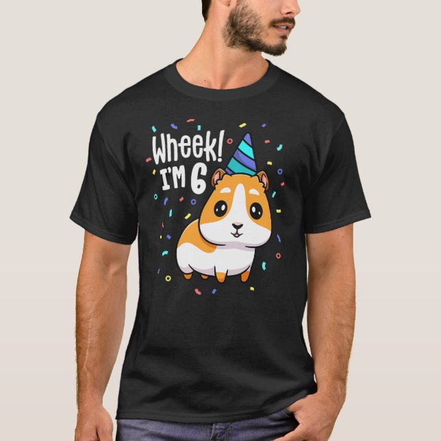 Camiseta Guinea Pig Birthday Party Wheek Kids 6 Year Old 6t (Frente)