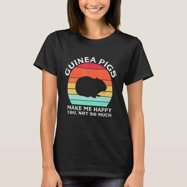 Camiseta Guinea Pigs Make Me Happy Sunset Retro Guinea Pig (Frente)