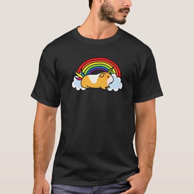 Camiseta Guineus Unicorn Rainbow Clouds Happy Positive F (Frente)