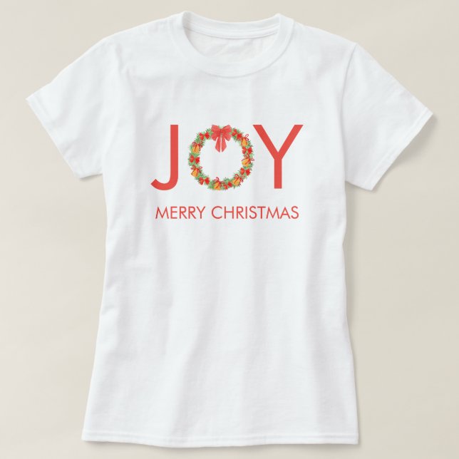 Camiseta Guirlanda de Natal Alegre (Frente do Design)