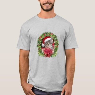 Camiseta Guirlanda de Natal de Gato Malhado