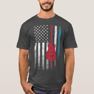 Camiseta Guitar 4th of July Gift American Flag USA Country