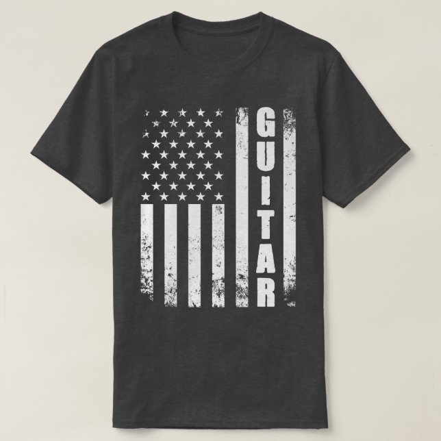 Camiseta Guitar American Flag USA Country Music Guitar Play (Frente do Design)