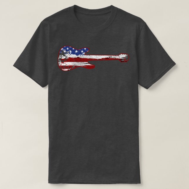 Camiseta Guitar American Flag Vintage 2 (Frente do Design)