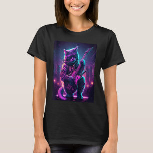 Camiseta Guitar Cat Kitten tocando uma sincronia de violão