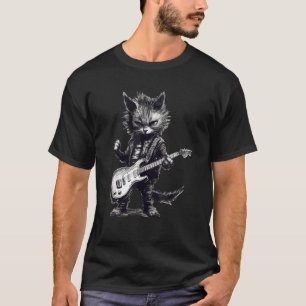 Camiseta Guitar Cat Rock Tocando gatinho de Violão