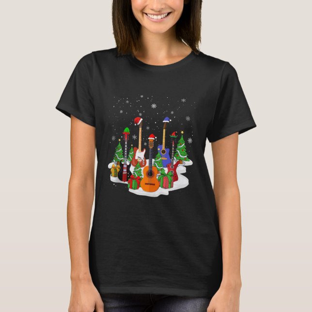 Camiseta Guitar Christmas Decor Musical Guitar Lovers Guita (Frente)