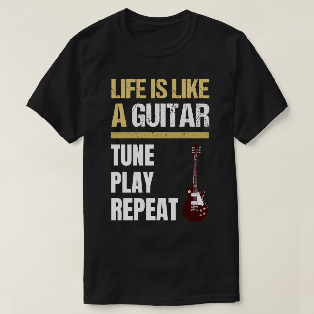 Camiseta Guitar Cita Cotas De Vida De Violão (Frente do Design)