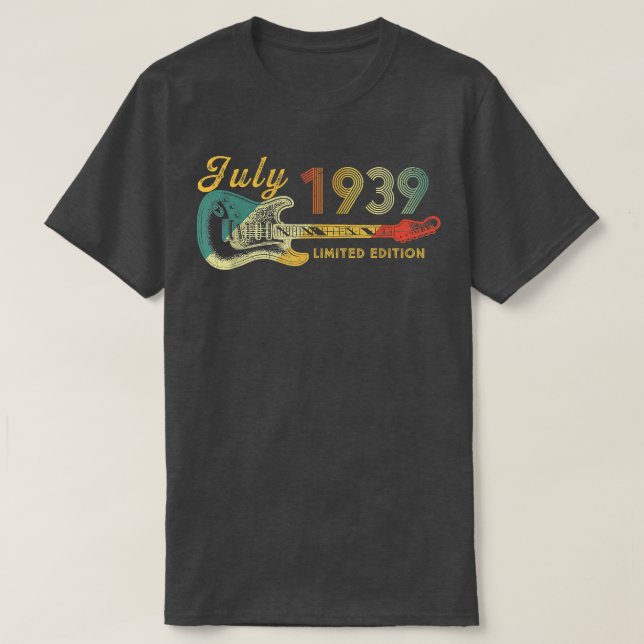 Camiseta Guitar Com Mais De 83 Anos De Idade Presentes Julh (Frente do Design)