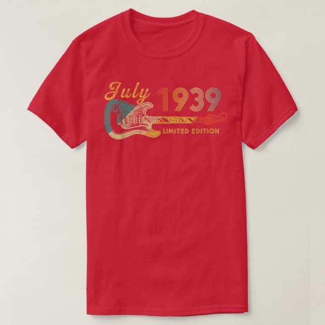 Camiseta Guitar Com Mais De 83 Anos De Idade Presentes Julh (Frente do Design)