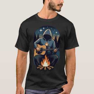 Camiseta guitar cruzada com chama de palito de fósforo / ca