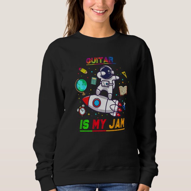 Camiseta Guitar É Meu Jam Astronauta De Volta à Escola Expl (Frente)