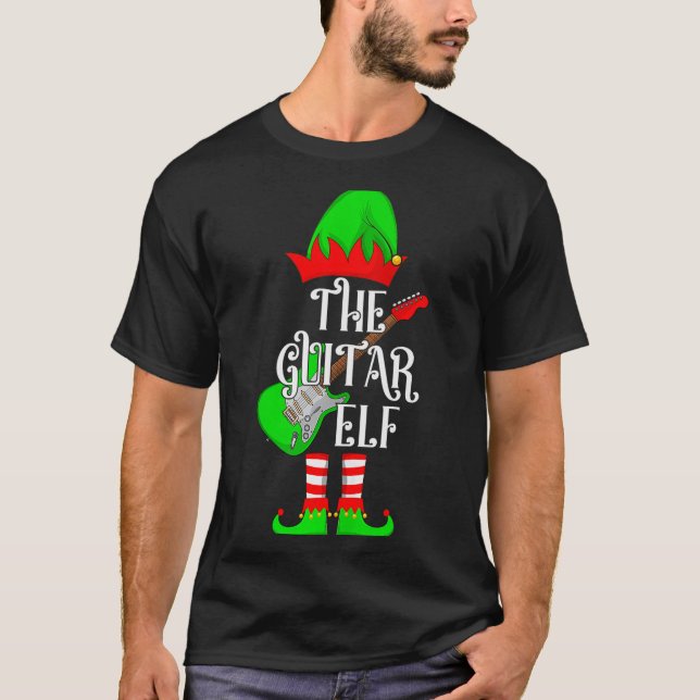 Camiseta Guitar Elf Christmas Pajamas Matching Family Elf S (Frente)