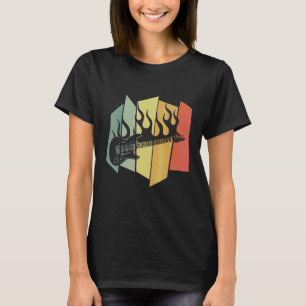 Camiseta Guitar em Chamas Guitarrista Retro Músico e Elétri