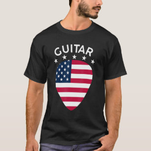 Camiseta Guitar EUA Flag Picar Jogador de Música Guitarrist