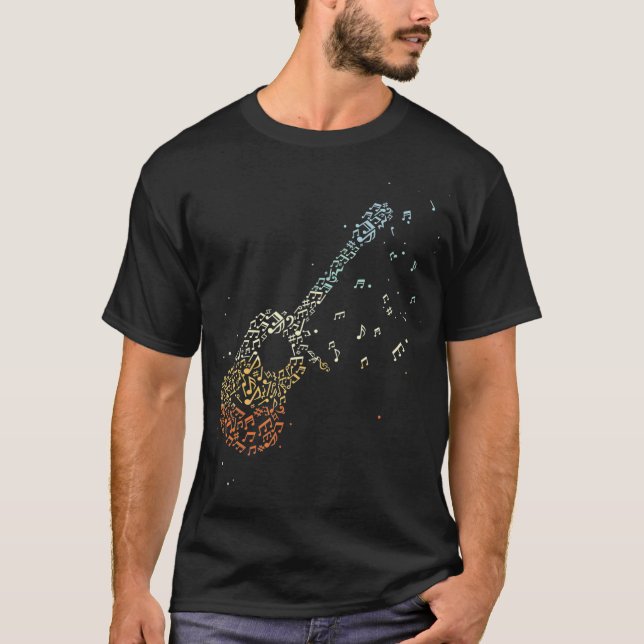 Camiseta Guitar Gifs Men Music Notes Músico Guitarrista Mu (Frente)