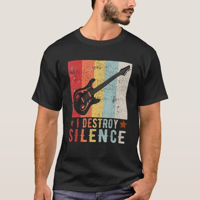 Camiseta Guitar Instrument I Destroy Silence white 1 (Frente)